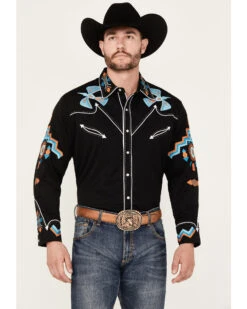 Scully Men's Phoenix Embroidered Retro Long Sleeve Western Shirt