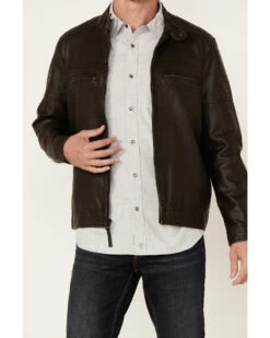 Moonshine Spirit Men's Gearhead 2.0 Faux Leather Zip-Front Moto Jacket