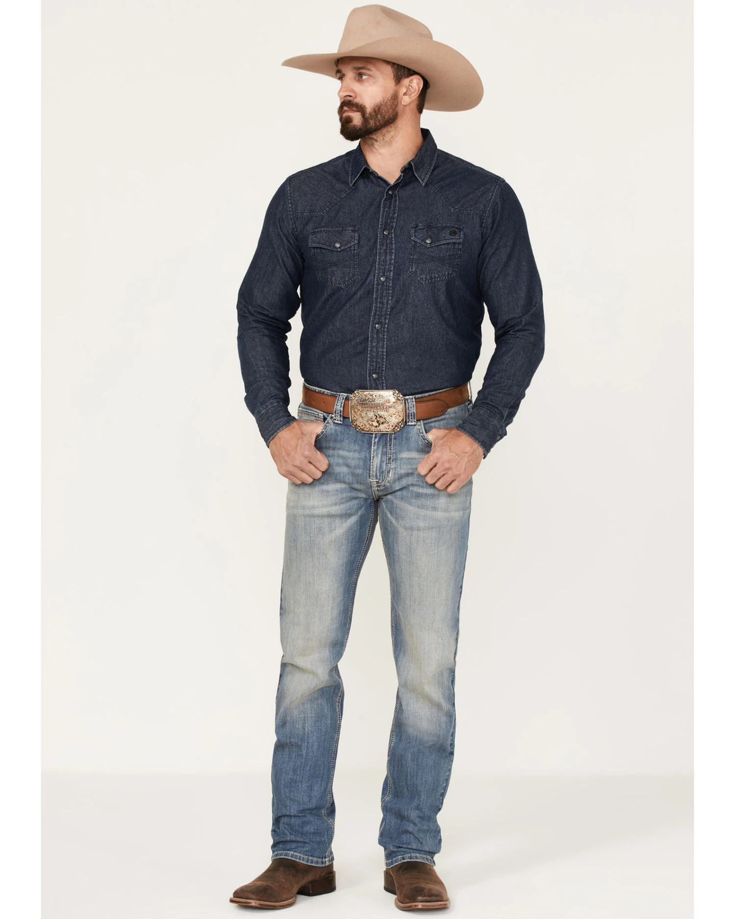 Rock & Roll Denim Men's Slim Fit Straight Rope Stitch Pocket Bootcut Jeans - Image 2