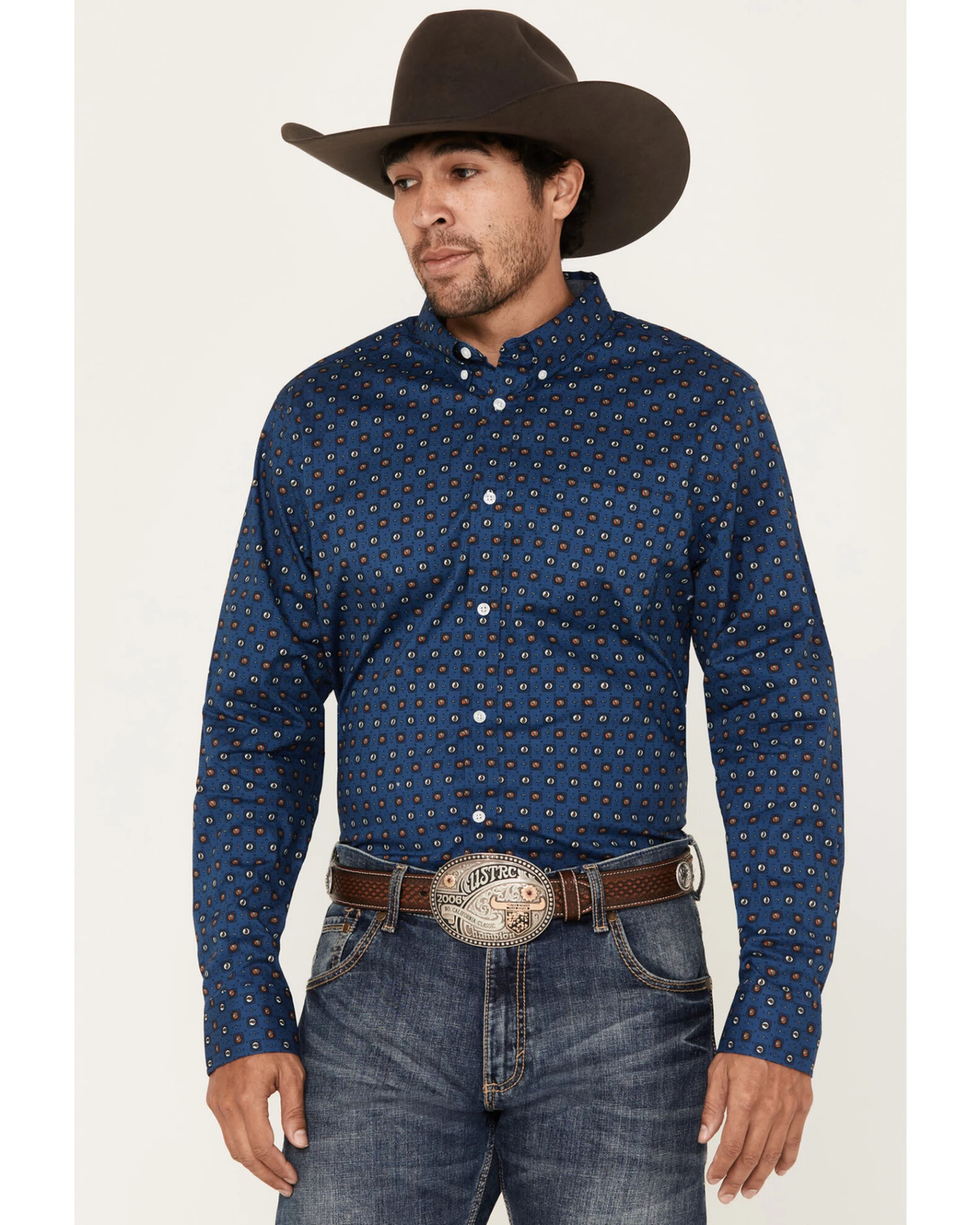 Cody James Men's 2nd Round Geo Print Long Sleeve Button-Down Western Shirt - Image 3