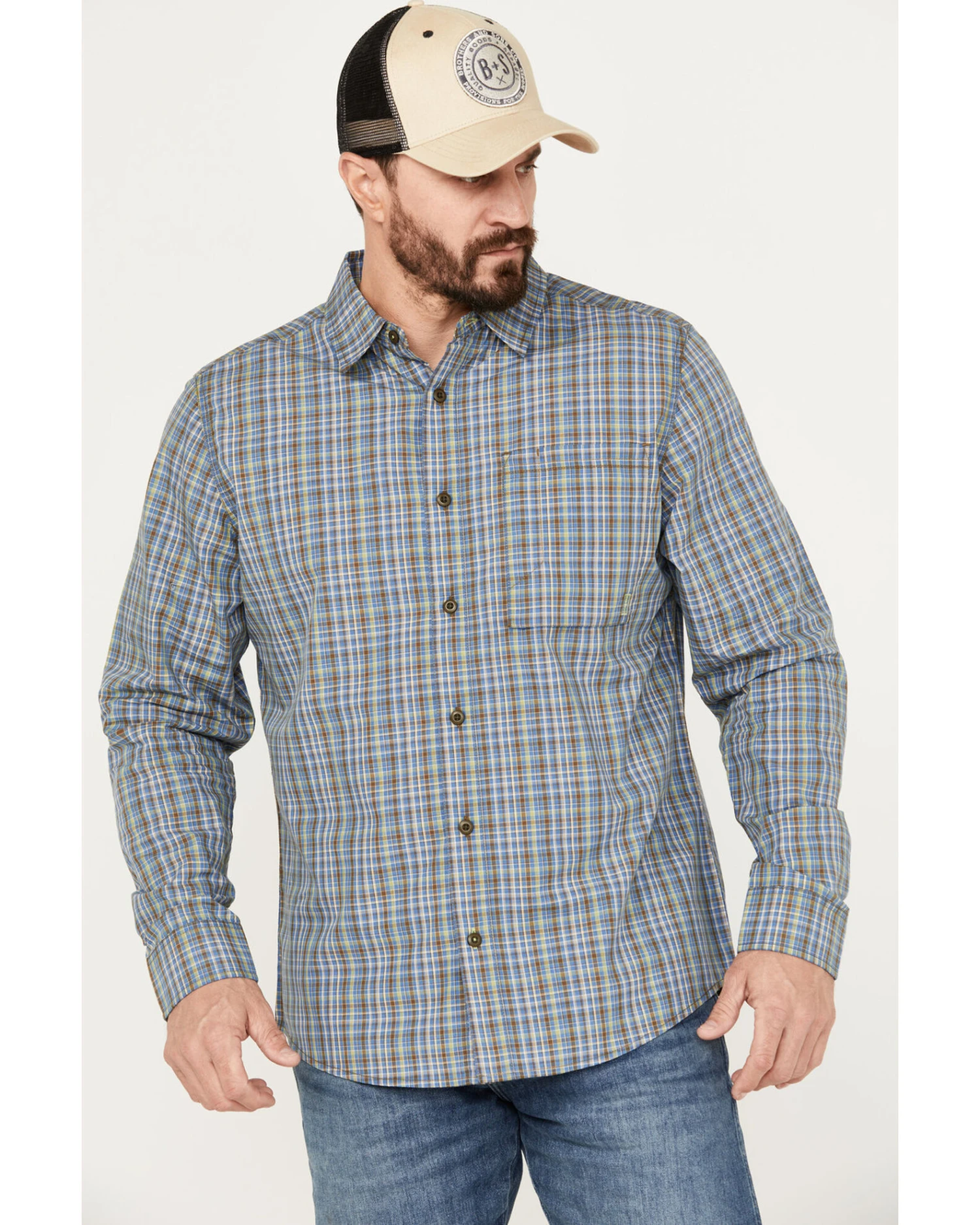 Brothers & Sons Men's Wewoka Plaid Print Long Sleeve Button-Down Western Shirt - Image 3