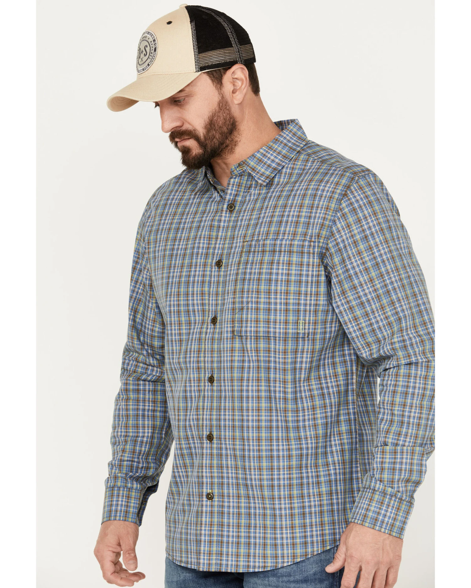 Brothers & Sons Men's Wewoka Plaid Print Long Sleeve Button-Down Western Shirt